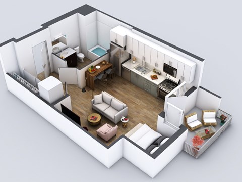 Floor plan for studio, 1 bath, 474 sqft